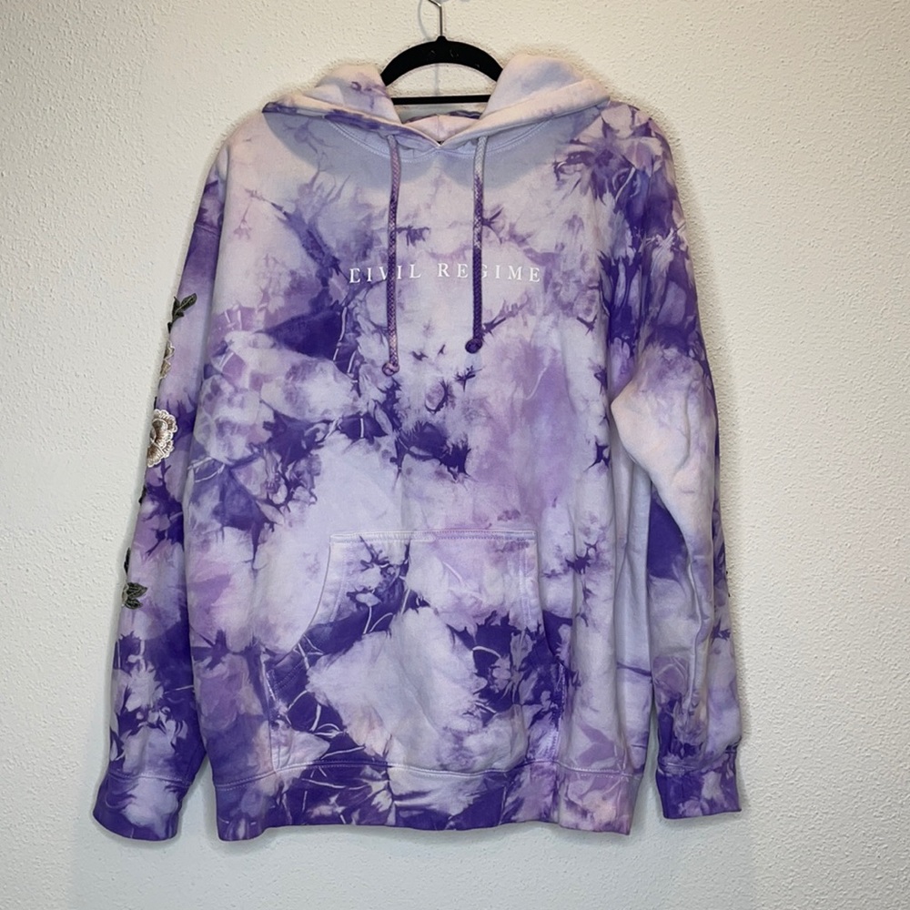 CIVIL REGIME Purple Tie Dye Rose Hoodie